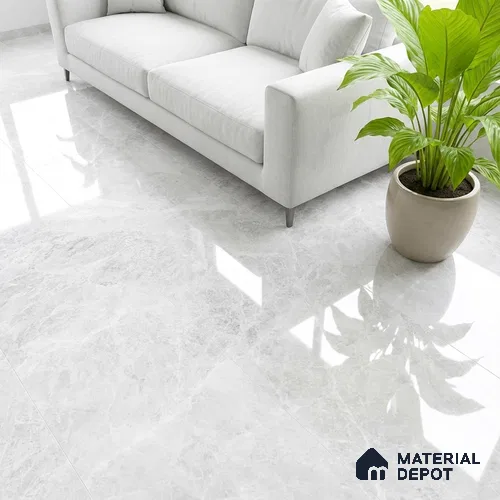 Marble Look TL 08498 B Logger White 4 ft x 2 ft Vitrified Glossy Finish - 8 mm | Random 7