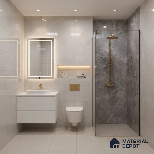 Marble Look TL 08498 Logger Gris 4 ft x 2 ft Vitrified Glossy Finish - 8 mm | Random 7