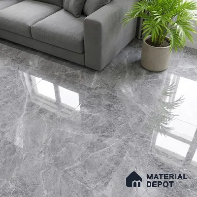 Marble Look TL 08498 Logger Gris 4 ft x 2 ft Vitrified Glossy Finish - 8 mm | Random 7