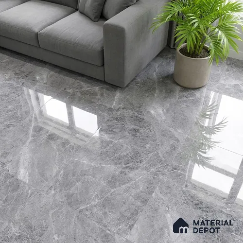 Marble Look TL 08498 Logger Gris 4 ft x 2 ft Vitrified Glossy Finish - 8 mm | Random 7