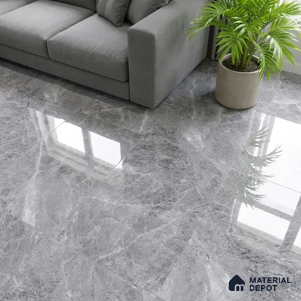 Marble Look TL 08498 Logger Gris 4 ft x 2 ft Vitrified Glossy Finish - 8 mm | Random 7