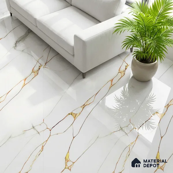 Marble Look TL 08500 Venzo Natural 4 ft x 2 ft Vitrified Glossy Finish - 8 mm | Random 3