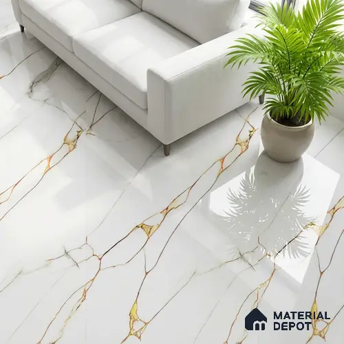 Marble Look TL 08500 Venzo Natural 4 ft x 2 ft Vitrified Glossy Finish - 8 mm | Random 3