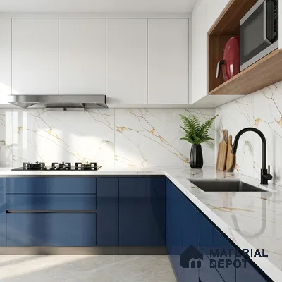 Marble Look TL 08500 Venzo Natural 4 ft x 2 ft Vitrified Glossy Finish - 8 mm | Random 3