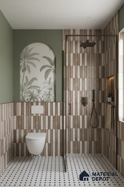 Faux Subway Wall Tile TL 08501 B 1 ft x 1 ft Glue Matte Finish Ceramic Tile - 10 mm | Suitable for Kitchen, Bathroom & Dining Area | Please Expect a Slight Variation of Pattern