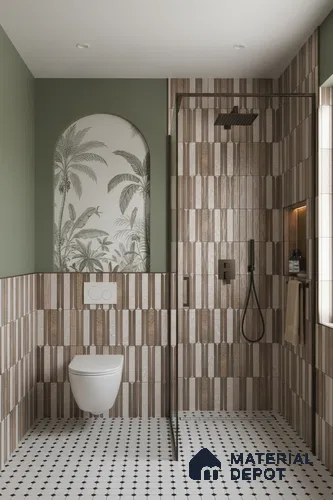 Faux Subway Wall Tile TL 08501 B 1 ft x 1 ft Glue Matte Finish Ceramic Tile - 10 mm | Suitable for Kitchen, Bathroom & Dining Area | Please Expect a Slight Variation of Pattern