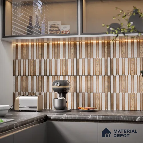 Faux Subway Wall Tile TL 08501 B 1 ft x 1 ft Glue Matte Finish Ceramic Tile - 10 mm | Suitable for Kitchen, Bathroom & Dining Area | Please Expect a Slight Variation of Pattern