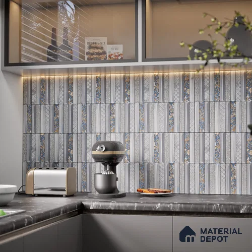 Faux Subway Wall Tile TL 08501 C 1 ft x 1 ft Glue Matte Finish Ceramic Tile - 10 mm | Suitable for Kitchen, Bathroom & Dining Area | Please Expect a Slight Variation of Pattern