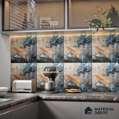 Faux Subway Wall Tile TL 08501 F 1 ft x 1 ft Glue Matte Finish Ceramic Tile - 10 mm | Suitable for Kitchen, Bathroom & Dining Area | Please Expect a Slight Variation of Pattern