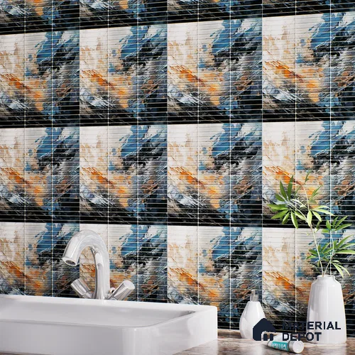 Faux Subway Wall Tile TL 08501 F 1 ft x 1 ft Glue Matte Finish Ceramic Tile - 10 mm | Suitable for Kitchen, Bathroom & Dining Area | Please Expect a Slight Variation of Pattern