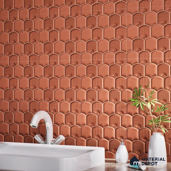 Patterned Wall Tile TL 08502 B 1 ft x 1 ft Glue Matte Finish Ceramic Tile - 10 mm | Suitable for Living Room, Bedroom, Bathroom & Kitchen | Please Expect a Slight Variation of Pattern