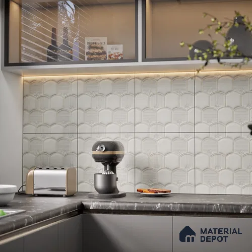 Patterned Wall Tile TL 08502 C 1 ft x 1 ft Glue Matte Finish Ceramic Tile - 10 mm | Suitable for Living Room, Bedroom, Bathroom & Kitchen | Please Expect a Slight Variation of Pattern