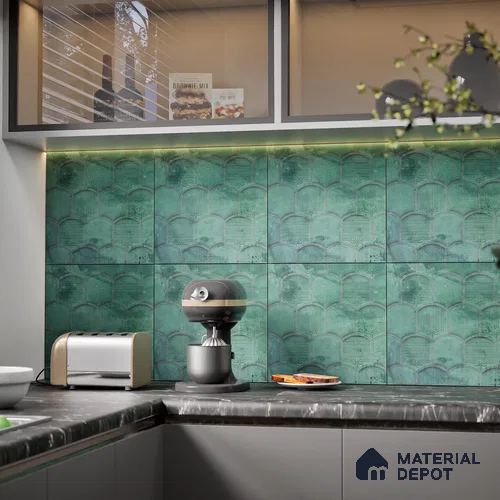 Patterned Wall Tile TL 08502 E 1 ft x 1 ft Matte Finish Ceramic Tile - 10 mm | Suitable for Living Room, Bedroom, Bathroom & Kitchen | Please Expect a Slight Variation of Pattern