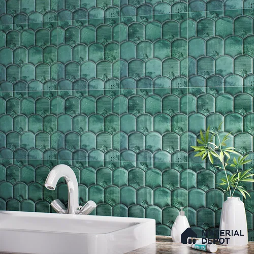 Patterned Wall Tile TL 08502 E 1 ft x 1 ft Matte Finish Ceramic Tile - 10 mm | Suitable for Living Room, Bedroom, Bathroom & Kitchen | Please Expect a Slight Variation of Pattern