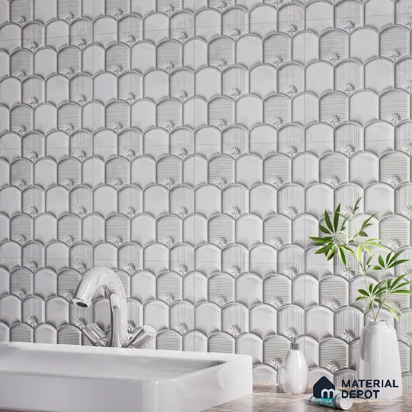 Patterned Wall Tile TL 08502 F 1 ft x 1 ft Matte Finish Ceramic Tile - 10 mm | Suitable for Living Room, Bedroom, Bathroom & Kitchen | Please Expect a Slight Variation of Pattern