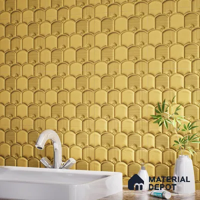 Patterned Wall Tile TL 08502 G 1 ft x 1 ft Matte Finish Ceramic Tile - 10 mm | Suitable for Living Room, Bedroom, Bathroom & Kitchen | Please Expect a Slight Variation of Pattern