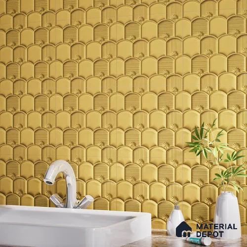 Patterned Wall Tile TL 08502 G 1 ft x 1 ft Matte Finish Ceramic Tile - 10 mm | Suitable for Living Room, Bedroom, Bathroom & Kitchen | Please Expect a Slight Variation of Pattern