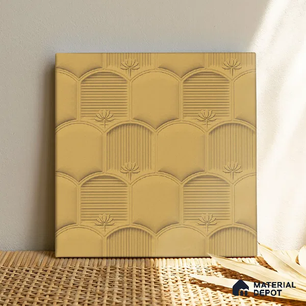 Patterned Wall Tile TL 08502 G 1 ft x 1 ft Matte Finish Ceramic Tile - 10 mm | Suitable for Living Room, Bedroom, Bathroom & Kitchen | Please Expect a Slight Variation of Pattern