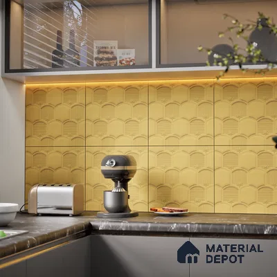 Patterned Wall Tile TL 08502 G 1 ft x 1 ft Matte Finish Ceramic Tile - 10 mm | Suitable for Living Room, Bedroom, Bathroom & Kitchen | Please Expect a Slight Variation of Pattern