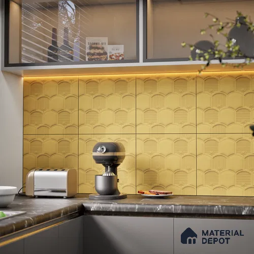 Patterned Wall Tile TL 08502 G 1 ft x 1 ft Matte Finish Ceramic Tile - 10 mm | Suitable for Living Room, Bedroom, Bathroom & Kitchen | Please Expect a Slight Variation of Pattern