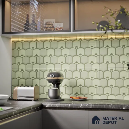 Patterned Wall Tile TL 08502 1 ft x 1 ft Glue Matte Finish Ceramic Tile - 10 mm | Suitable for Living Room, Bedroom, Bathroom & Kitchen | Please Expect a Slight Variation of Pattern