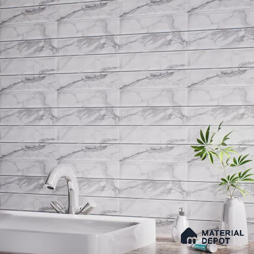 Faux Subway Wall Tile TL 08503 1 ft x 1 ft Glue Matte Finish Ceramic Tile - 10 mm | Suitable for Kitchen, Bathroom & Dining Area | Please Expect a Slight Variation of Pattern