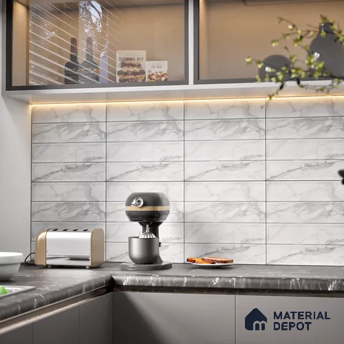 Faux Subway Wall Tile TL 08503 1 ft x 1 ft Glue Matte Finish Ceramic Tile - 10 mm | Suitable for Kitchen, Bathroom & Dining Area | Please Expect a Slight Variation of Pattern