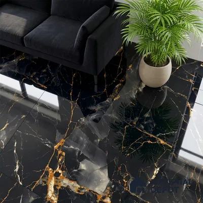Marble Look TL 08516 Black Winter Endless 4 ft x 2 ft Vitrified High Gloss Finish - 8 mm | Random 4