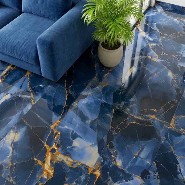 Marble Look TL 08517 Blue Winter 4 ft x 2 ft Vitrified High Gloss Finish - 8 mm | Random 4