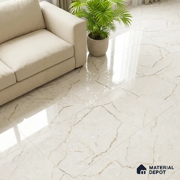 Marble Look TL 08521 Nayar Peach 4 ft x 2 ft Vitrified Glossy Finish - 8 mm | Random 3
