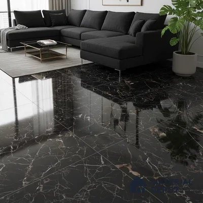 Marble Look TL 08524 Twilight Black 4 ft x 2 ft Vitrified High Gloss Finish - 8 mm | Random 3