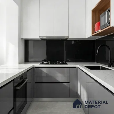 Plain Look TL 08526 Zed Black 4 ft x 2 ft Vitrified High Gloss Finish - 8 mm | Random 1