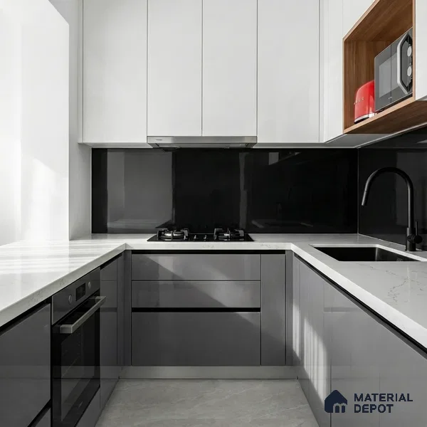 Plain Look TL 08526 Zed Black 4 ft x 2 ft Vitrified High Gloss Finish - 8 mm | Random 1
