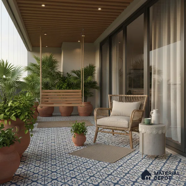 Moroccan Floor & Wall Tile TL 08527 9085 2 ft x 2 ft Porcelain Matte Finish - 8 mm | Suitable For Kitchen, Balcony, Dining Area | Please Expect a Slight Variation of Pattern