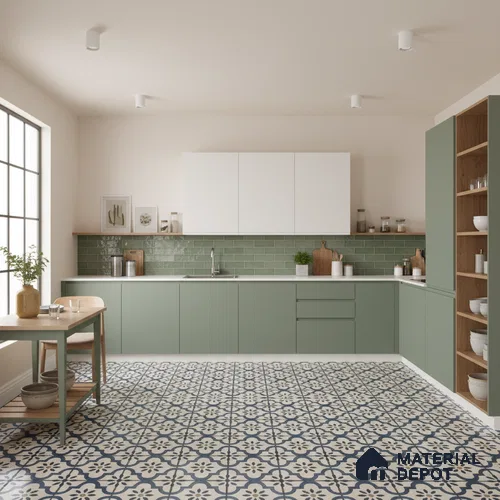 Moroccan Floor & Wall Tile TL 08527 9085 2 ft x 2 ft Porcelain Matte Finish - 8 mm | Suitable For Kitchen, Balcony, Dining Area | Please Expect a Slight Variation of Pattern