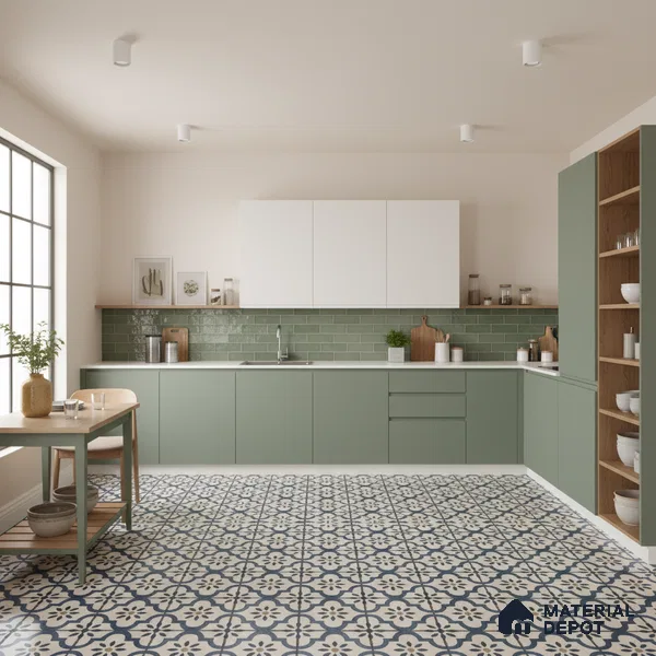Moroccan Floor & Wall Tile TL 08527 9085 2 ft x 2 ft Porcelain Matte Finish - 8 mm | Suitable For Kitchen, Balcony, Dining Area | Please Expect a Slight Variation of Pattern