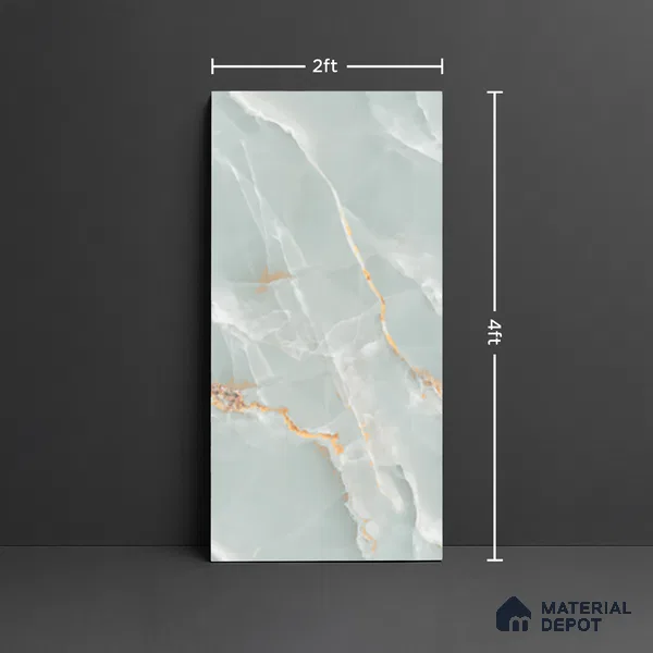 Marble Onyx Wall & Floor Tile TL 08534 Ice Blue 4 ft x 2 ft Matte Finish Porcelain Tile - 9 mm | 3 Random Designs | Suitable For Living Room, Bedroom, Kitchen