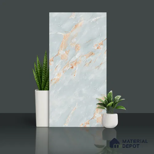 Marble Look Floor & Wall Tile TL 08540 | Eragon Aqua 4 ft x 2 ft Sugar Matte Finish Porcelain Tile - 9 mm | 3 Random Design | Suitable for Living Room, Bedroom, Bathroom & Kitchen