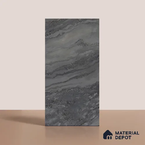 Marble Bardiglio Wall & Floor Tile TL 08544 B Slate Grey 4 ft x 2 ft Matte Finish Full Body Vitrified Tile - 10 mm | 5 Random Designs | Suitable For Living Room, Bedroom, Kitchen