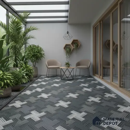 Budget Friendly Patterned Look Value for Money Parking Arctic Drift Floor Tile 16 x 16 inch | TL 08549 | Vitrified Matte Finish Tile - 12 mm | Suitable For Parking, Outdoor, Balcony & Terrace | Pattern Alignment May Vary | 2-3 mm Spacer is Mandatory