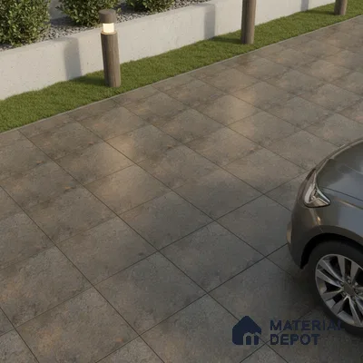 Budget Friendly Stone Look Value for Money Parking Charcoal Veil Floor Tile 16 x 16 inch | TL 08550 | Vitrified Matte Finish Tile - 12 mm | Suitable For Parking, Outdoor, Balcony & Terrace | Pattern Alignment May Vary | 2-3 mm Spacer is Mandatory