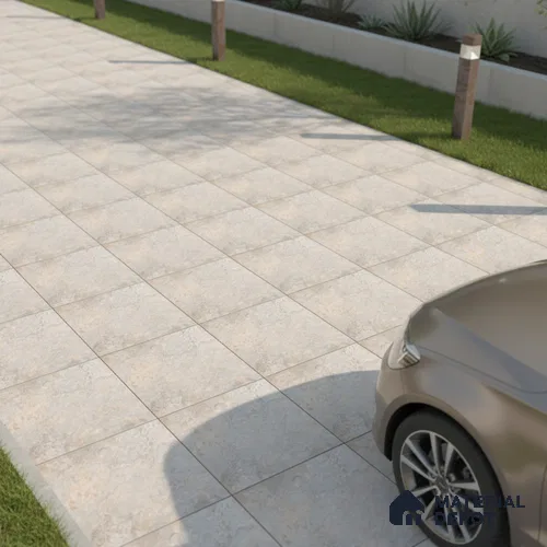 Stone Floor Tile TL 08551 Steel Mirage 16 x 16 inch Vitrified Matte Finish - 12 mm | Suitable For Parking, Balcony, Courtyard, Patio, Terrace | Pattern Alignment May Vary | 2-3 mm Spacer is Mandatory