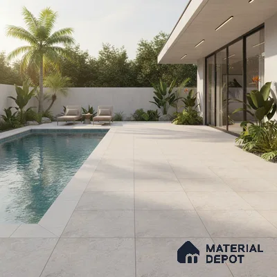 Stone Floor Tile TL 08551 Steel Mirage 16 x 16 inch Vitrified Matte Finish - 12 mm | Suitable For Parking, Balcony, Courtyard, Patio, Terrace | Pattern Alignment May Vary | 2-3 mm Spacer is Mandatory