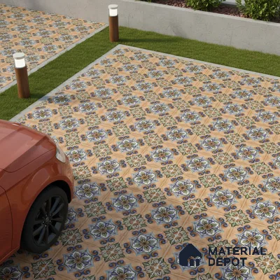 Budget Friendly Moroccan Look Value for Money Parking Tarmac Cloud Floor Tile 16 x 16 inch | TL 08553 | Vitrified Matte Finish Tile - 12 mm | Suitable For Parking, Outdoor, Balcony & Terrace | Pattern Alignment May Vary | 2-3 mm Spacer is Mandatory
