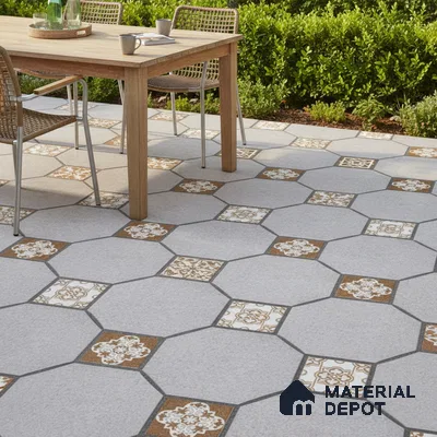 Budget Friendly Moroccan Look Value for Money Parking Cinder Ash Floor Tile 16 x 16 inch | TL 08554 | Vitrified Matte Finish Tile - 12 mm | Suitable For Parking, Outdoor, Balcony & Terrace | Pattern Alignment May Vary | 2-3 mm Spacer is Mandatory