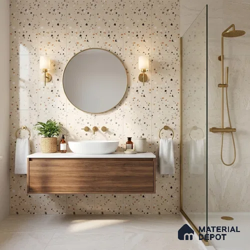 Terrazzo Wall & Floor Tile TL 08710 B Beige 4 ft x 2 ft Glossy Finish Vitrified Tile - 8.5 mm