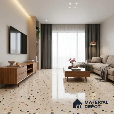 Terrazzo Wall & Floor Tile TL 08710 B Beige 4 ft x 2 ft Glossy Finish Vitrified Tile - 8.5 mm