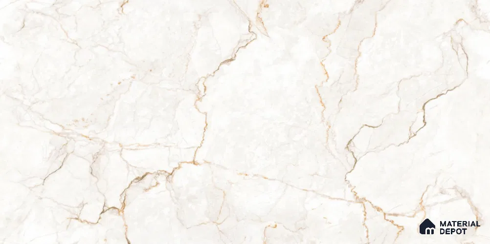 Marble Calacatta Wall & Floor Tile TL 08769 Warm White 4 ft x 2 ft Matte Finish Vitrified Tile - 9 mm | Suitable For Living Room, Bedroom, Kitchen