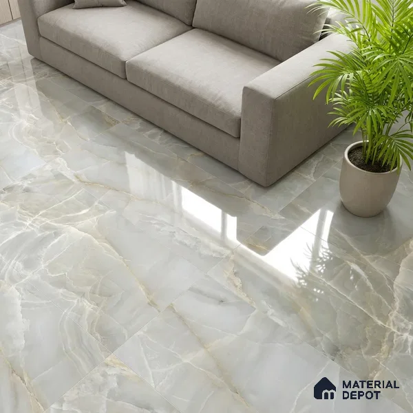 Green Stone Floor & Wall Tile TL 08778 C  Royal Miami Onyx Green 4 ft x 2 ft Vitrified Glossy Finish - 9 mm | Random 6 | Suitable for Living Room, Bedroom, Bathroom