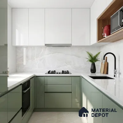 White Stone Floor & Wall Tile TL 08778  Royal Miami Onyx White 4 ft x 2 ft Vitrified Glossy Finish - 9 mm | Random 6 | Suitable for Living Room, Bedroom, Bathroom